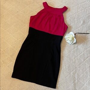 Teeze Me Fuchsia Black Colorblock Halter Cocktail Dress Size 11